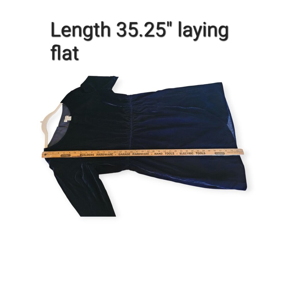 J Crew Factory Navy Velvet Dress Size 10 Long Sleeve Tulip Hem Workwear Chic - Picture 9 of 11